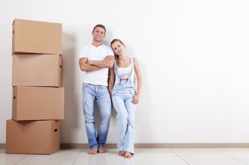 Moving van and packed boxes for a home move in Tufnell Park