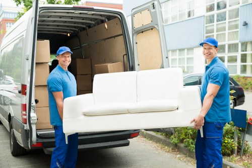 Office moving support in Tufnell Park with packed desks and boxes