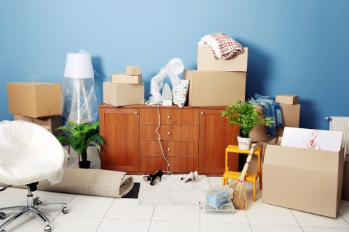 Boxes and moving supplies prepared for a local removals job