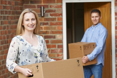Packed household items prepared for safe transport by removal staff