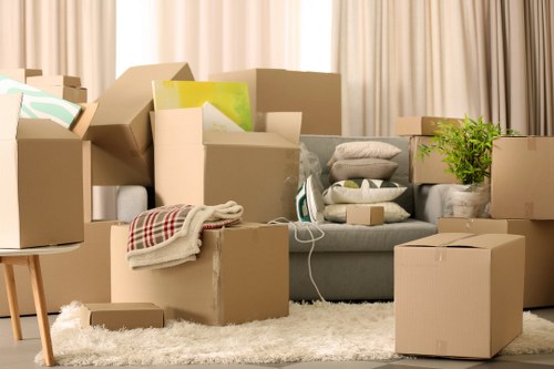 Packed boxes and furniture loaded for a local house move