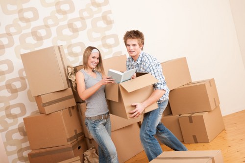 Prepared boxes and furniture ready for a Tufnell Park moving truck