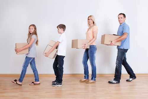 Packaged household items ready for a move in North London